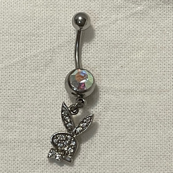 PLAYBOY Navel Ring Clear Rhinestones Silver, 14G, 316L - Item# B09389424 - Picture 9 of 17